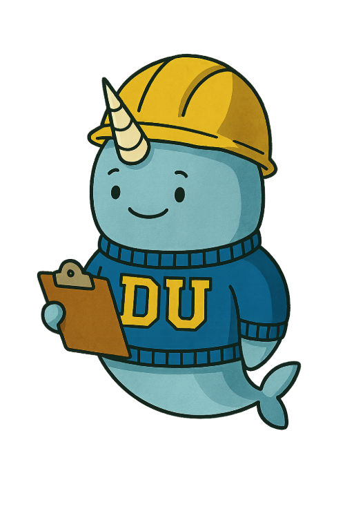 Hans the Narwhal in hardhat